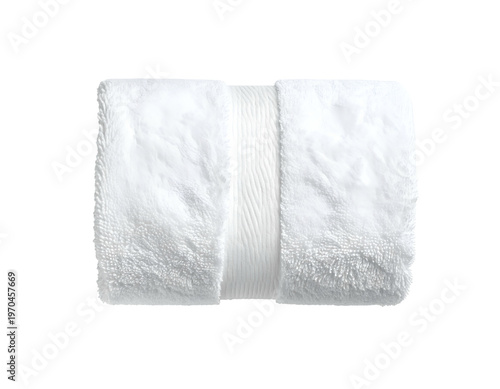 Plush, textured fabric roll on white background