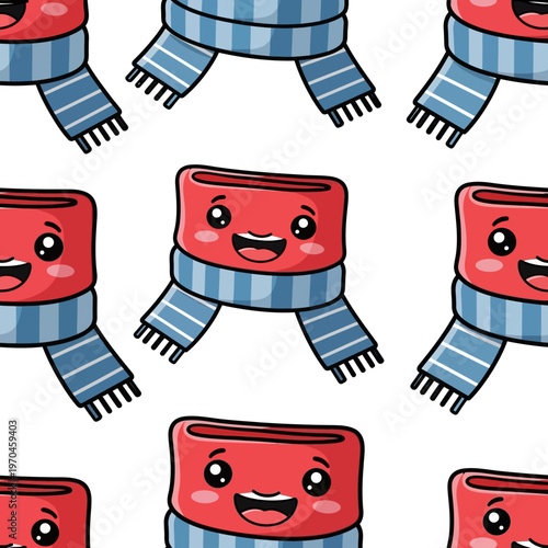 Cute Cartoon Red Scarf Character with Happy Face.