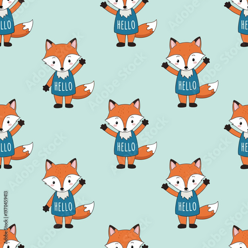 Cute Cartoon Fox Character Pattern Design.