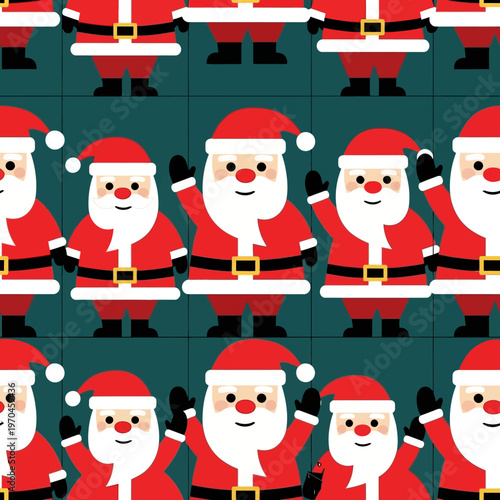Cute Santa Claus Characters Pattern Festive Christmas Design.