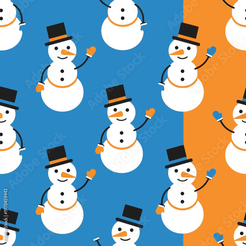 Cute Snowman Characters with Top Hats and Scarves.