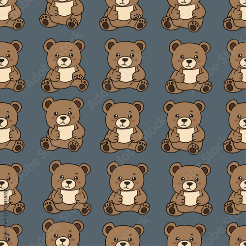 Cute Teddy Bear Pattern Seamless Repeating Illustration.