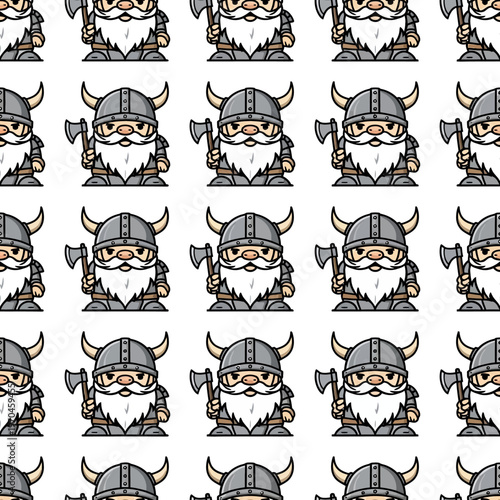 Cute Viking Gnome Character Pattern Design.