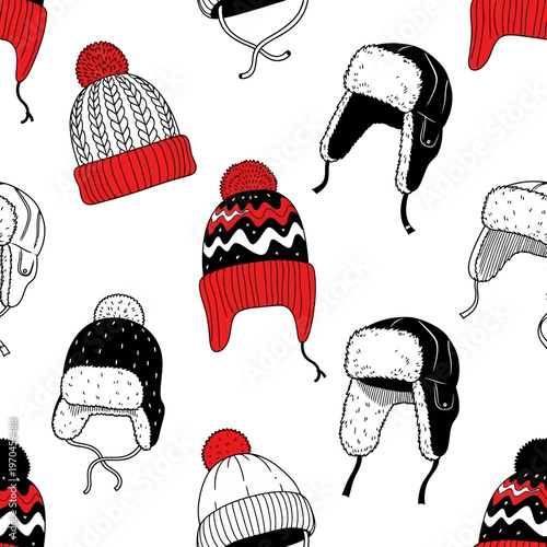 Collection of Winter Hats and Beanies for Cold Weather.