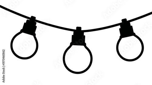 String lights garland silhouette. Decorative festive outdoor party illumination. Black outline icon for celebration, event design.