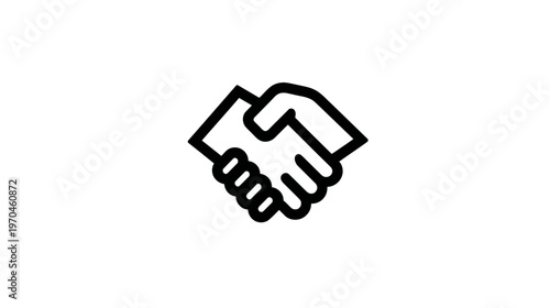 Handshake outline icon representing business agreement, partnership, deal, trust, and successful collaboration concept.