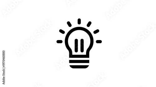 Creative glowing light bulb icon symbolizing new ideas, innovation, solution, inspiration, and bright thinking.