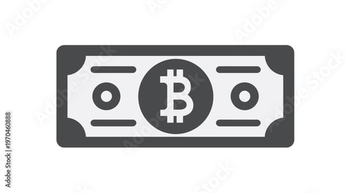 Bitcoin banknote icon representing digital cryptocurrency, virtual money, blockchain technology, finance, and online payments.