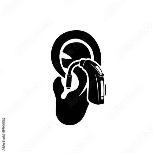 Supportive hand holding an innovative hearing aid device, representing enhanced auditory experience and assistive technology for improved hearing health