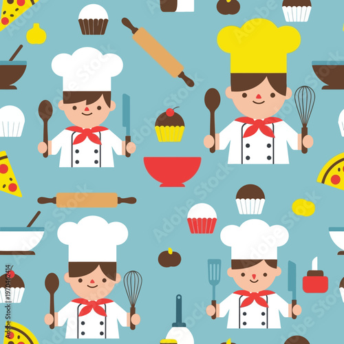 Cute Cartoon Chefs Baking and Cooking Fun.