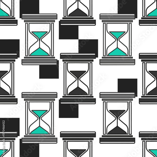 Seamless Pattern of Hourglasses Measuring Time.