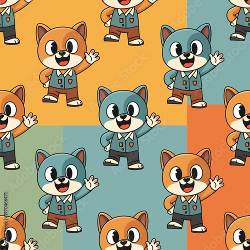 Cute Cartoon Fox Characters in Business Attire.