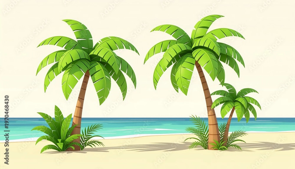 Fototapeta premium Tropical Beach with Palm Trees