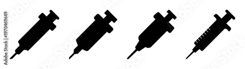 Syringe injection medical needle healthcare vaccine shot vaccination treatment black silhouette