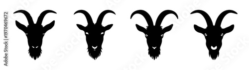 Goat head silhouette vector art illustration graphic design animal farm livestock horned mammal black and white