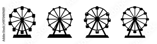 Ferris wheel silhouette vector illustration of amusement park ride attractions and carnival fun fair