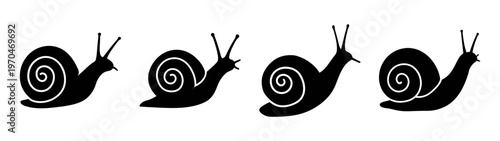 Four snails illustration black and white snail drawing snail silhouette snail art vector graphic  chars