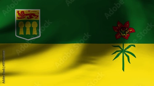 Waving Flag of Saskatchewan Canada Slow Motion Close Up
