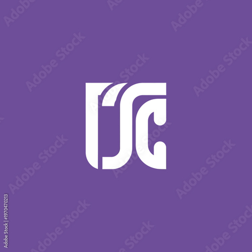 Modern Abstract White Logo Design on Purple Background.