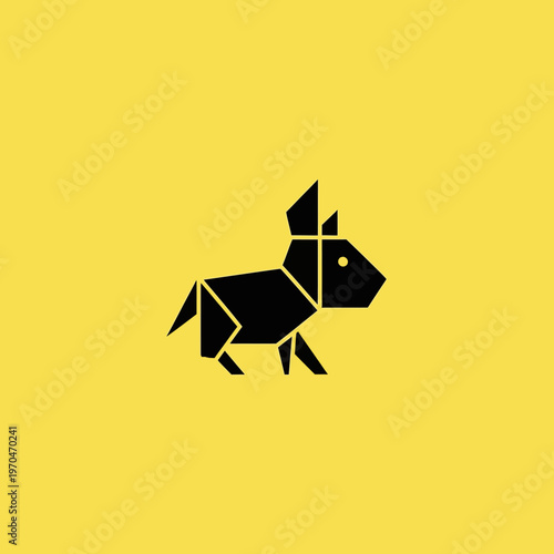 Origami Dog Silhouette Geometric Minimalist Icon.