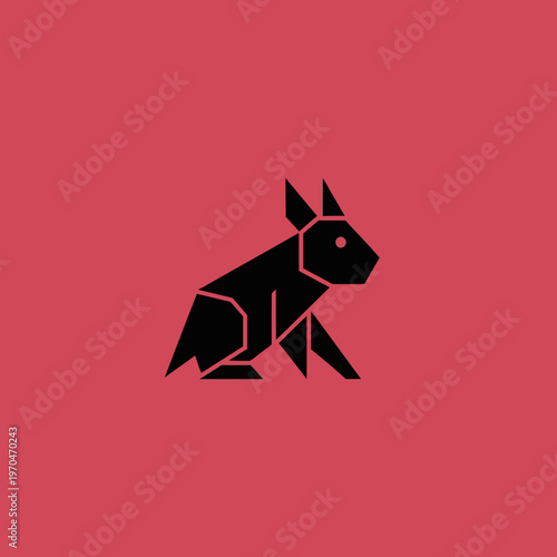 Origami Rabbit Silhouette Geometric Design.