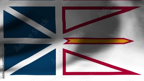 Waving Flag of Newfoundland and Labrador Slow Motion Close Up