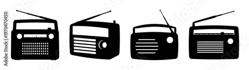 Vintage portable radios vector art illustration antique radio receiver collection retro design radios