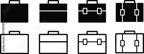 collection of briefcase icons in black and white