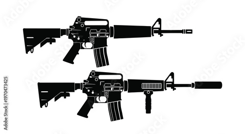 Black ar 15 style rifles depicted in a stark dramatic silhouette
