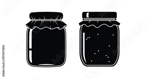 Two black glass jars with lids a striking visual silhouette