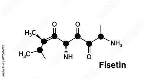 Molecular structure of fisetin a flavonoid displayed as a black silhouette