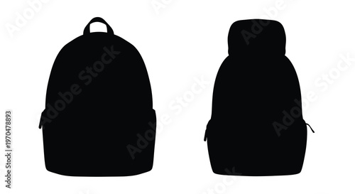 Two black backpacks displayed against a white background a striking silhouette