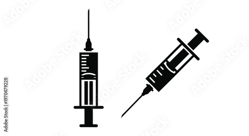 Black syringe icons depicted in a minimalist graphic silhouette