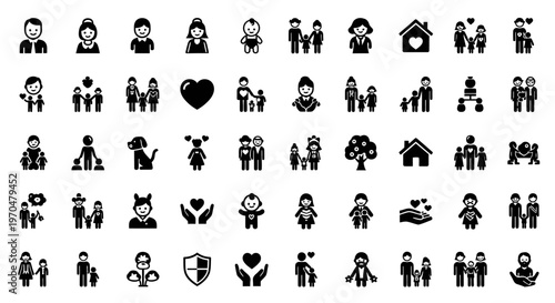 Black silhouette people icons set. Vector Icon. EPS Editable