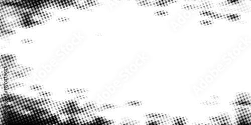 Bitmap grunge gradient texture. Black and white pixelated dither wave pattern. Abstract glitchy 8 bit game wallpaper. Retro wide rasterized backdrop. Pixel art illustration. Modern Vector background