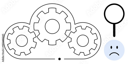 Cloud computing. Cloud computing ed with gear system and search magnifier. Cloud computing supporting data management and improving system integration. For IT, software, business solutions