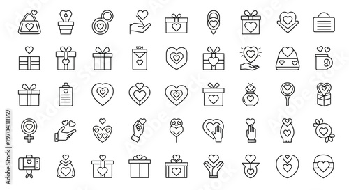 Collection of Valentines Day and Love Icons. Vector Icon. EPS Editable
