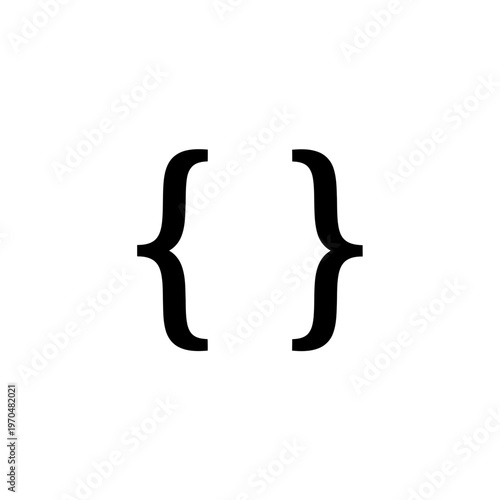 Curly brackets symbol for clean programming logic, defining code blocks, data structures, and API connections crucial for modern software development