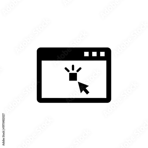 Interactive webpage development symbol with a cursor clicking on an element representing user engagement and digital interface design