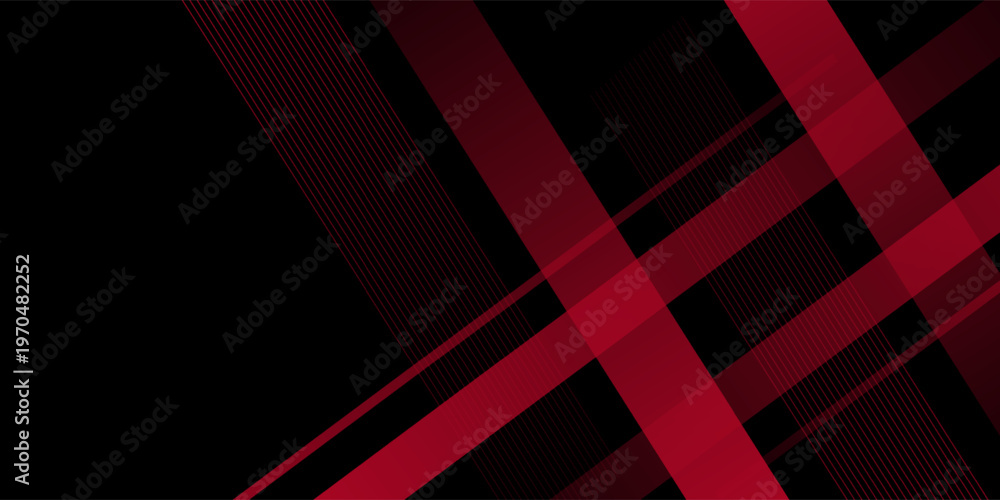 Fototapeta premium Abstract dark background with simple red rectangle pattern in 3d view. Dynamic and luxurious design. Vector eps10