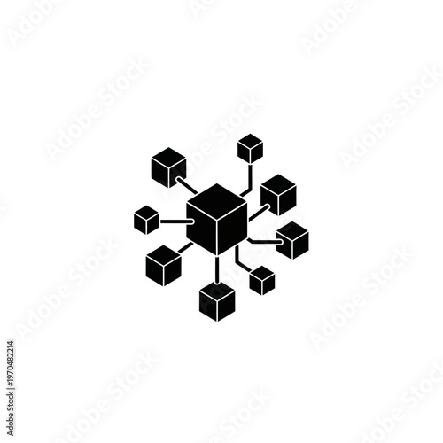 Bold futuristic digital network architecture, symbolizing interconnected data flow, blockchain technology, and distributed system concepts