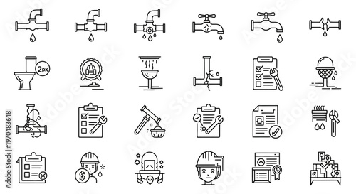 Industrial icons and symbols set. Vector Icon. EPS Editable