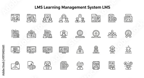 Learning Management System Icons Set. Vector Icon. EPS Editable