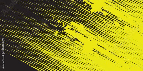 Dots halftone grunge yellow. Dots pop art sport style vector illustration