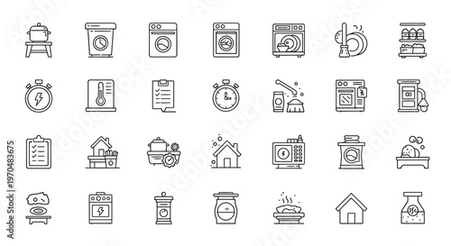 Line icons of household appliances. Vector Icon. EPS Editable