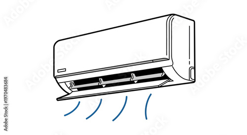 Modern wall-mounted air conditioner unit circulating refreshing cool air, an essential home appliance for optimal comfort and indoor climate control