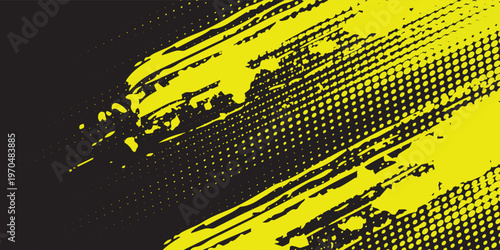 Dots halftone grunge yellow. Dots pop art sport style vector illustration