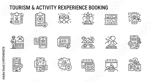 Tourism and travel booking icons. Vector Icon. EPS Editable