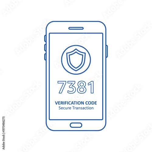 Mobile Phone Displaying Secure Transaction Verification Code Shield Icon.