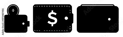 Cryptocurrency hardware wallet icon set with solid black icon on white background featuring cryptocurrency, hardware wallet, icon with vector and illustration